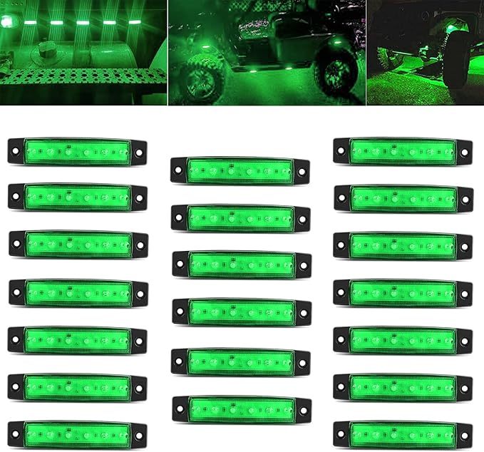20 Pcs Green LED Rock Strip Lights,Wheel Well Underglow Lighting Kits,Car Rock Lights Exterior Side Marker Lights for Wrangler Truck Golf Cart RV RV SUV Offroad