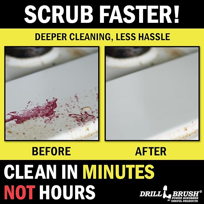 Drillbrush Shower Scrubber Drill Attachment - Car Detailing Tools - Dishwasher Safe Drill Brush Scrubber For Cleaning Tubs, Sinks, Tile, Grout, Flooring, Carpet, Leather, Seats, Boats, Kitchens, Ovens