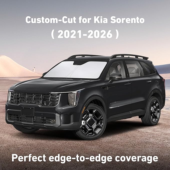 EcoNour Windshield Sunshade Compatible for Kia Sorento 2021-2024 2025 2026, Sun Visor for Front Windshield & Window Sun Shade Cover, UV Heat Blocker & Protector, Car Accessories