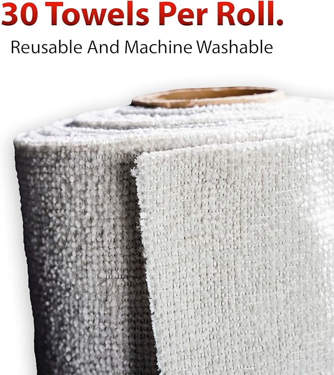 Adam's Polishes Microfiber Towel Roll - 30 Pack Tear-Away Reusable Towels - 12 x 12 (1-Pack)