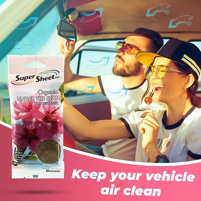 Super Sheet, Organic Under the Seat Car Air Freshener, Long Lasting Fragrance (Blossom, 1 Pack)