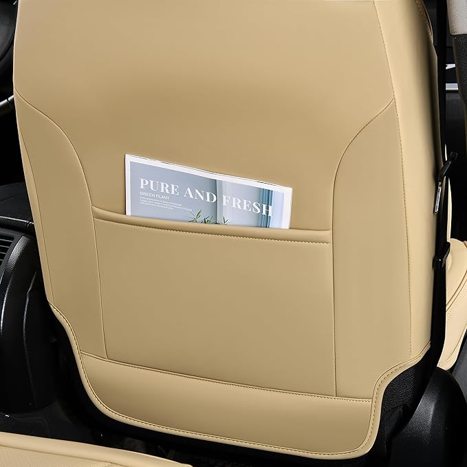 FLORICH Seat Covers for Cars, Waterproof Seat Covers, Leather Car Seat Covers 2 Pack, Universal Seat Cushion Protector for Most Cars Trucks SUV-Beige