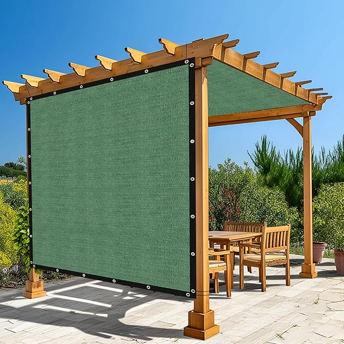 Amagenix 90% Pergola Shade Cover 15' X 15' Sun Shade Cloth with Grommets for Outdoor Garden Patio Porch, Commercial Grade 200 GSM - Cable Zip Ties Included (We Customized) GN108, Green