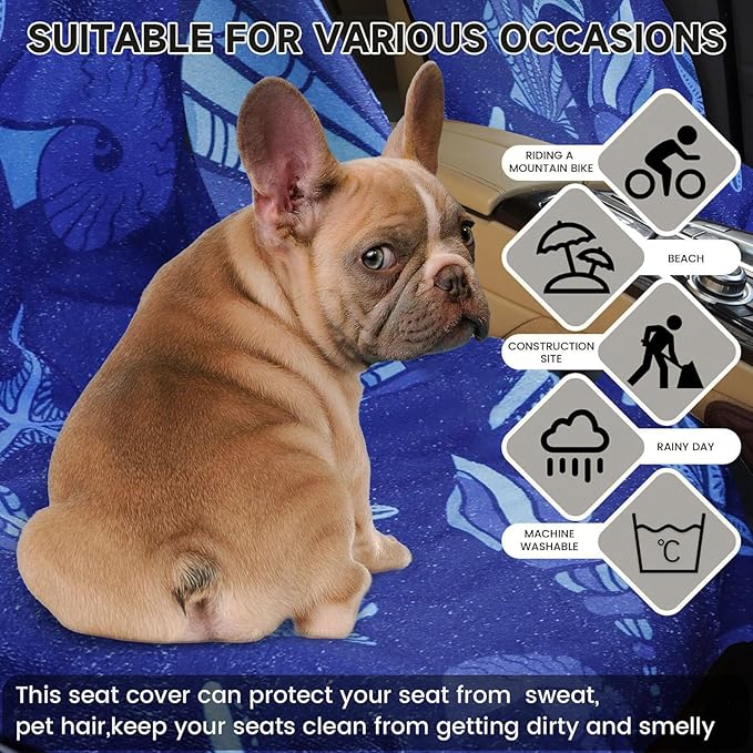 Car Seat Covers 1 Pack Waterproof Towel Car Seat Cover Universal Fit for Most Trucks SUV Fitness Athletes Pets Gym and Water Sport,Conch Shells Starfish
