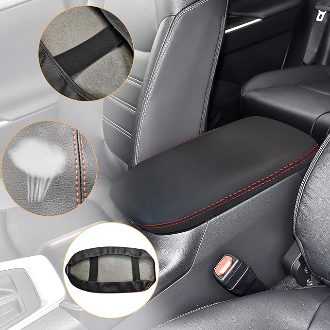 Compatible with Center Console Armrest Cover for Toyota RAV4 2019 2020 2021 2022 2023 2024 Leather Arm Rest Storage Box Lids Cushion Protector Pad