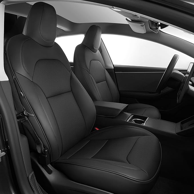 AOMSAZTO Car Seat Cover Fit for Tesla Model 3 2024 2025 (Not for Performance) - Full Set Black Seat Covers(with Armrest Cover)