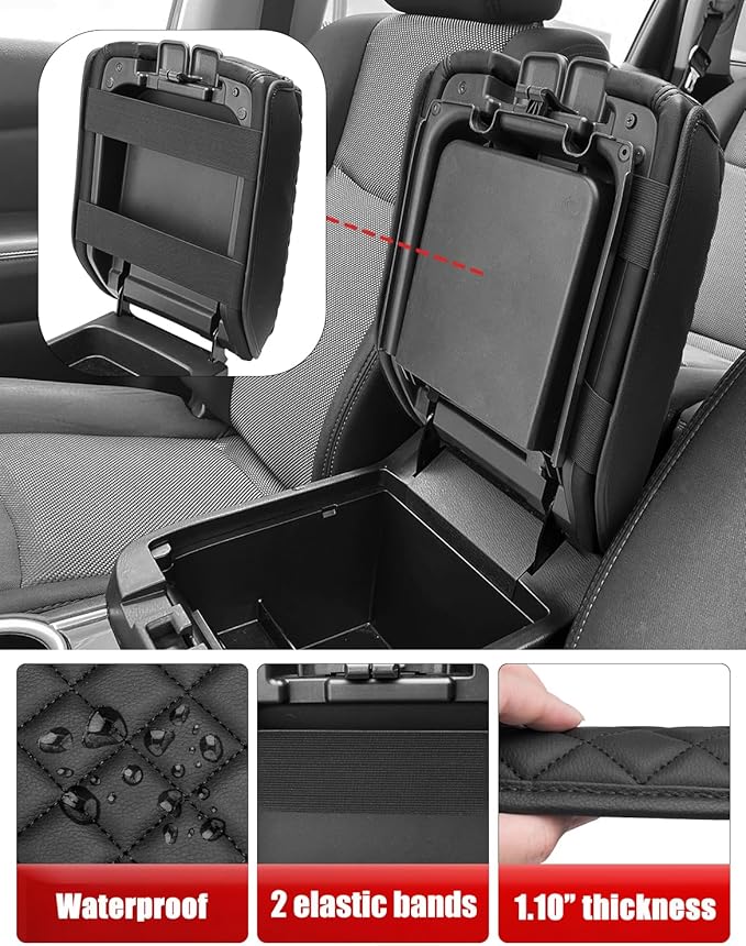 KBH Center Console Armrest Cover for Infiniti QX60 & JX35, Nissan Pathfinder 2013 2014 2015 2016 2017 2018 2019 2020, Vinyl Leather Trim, Middle Console Lid Protector, Anti-Scratch, Black