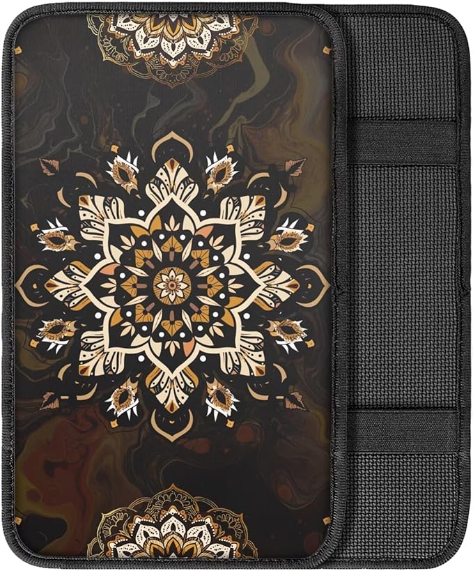 Dreaweet Bohemian Mandala Car Center Console Cover Universal Fit Armrest Seat Box Cover Protector Scratch Resistant Comfort Arm Rest Cover for Car Truck SUV Sedan