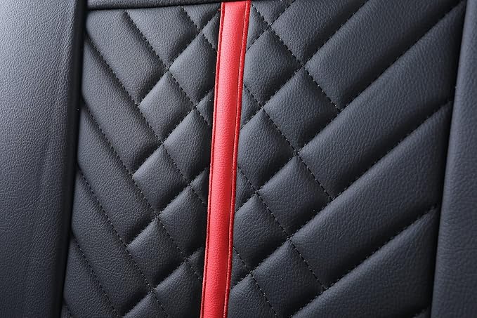 Tomatoman Tacoma Rear Seat Covers Compatible with Toyota Tacoma 2005-2025 2026 TRD Sport OffRoad Limited SR5 V6 Crew Double Extended Cab Truck Waterproof Leather Back Car Cushions(Rear Seat/Black-Red)