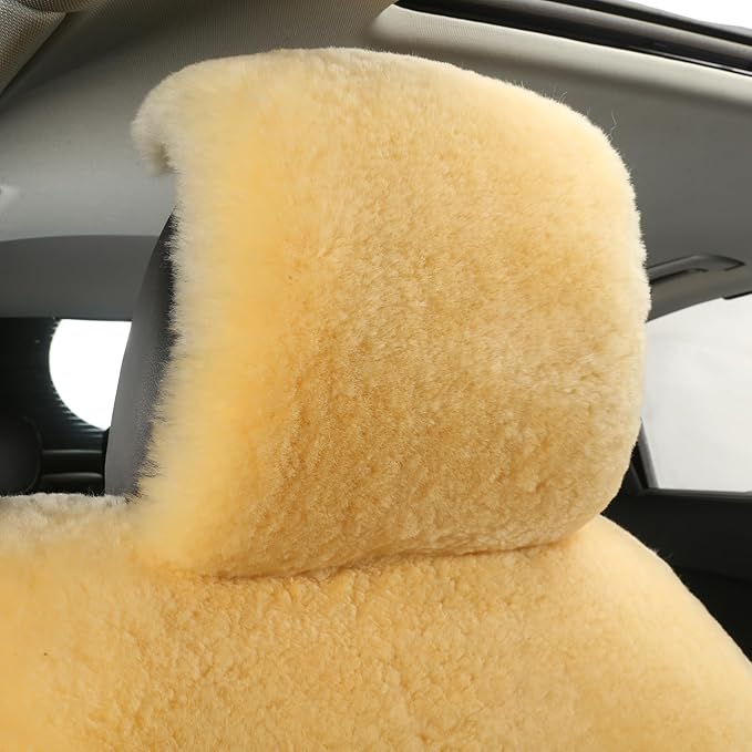 Natural Fur Sheepskin Universal car seat Covers for seat Cushion Auto Accessories (Yellow, Universal Fit Pack of 2)