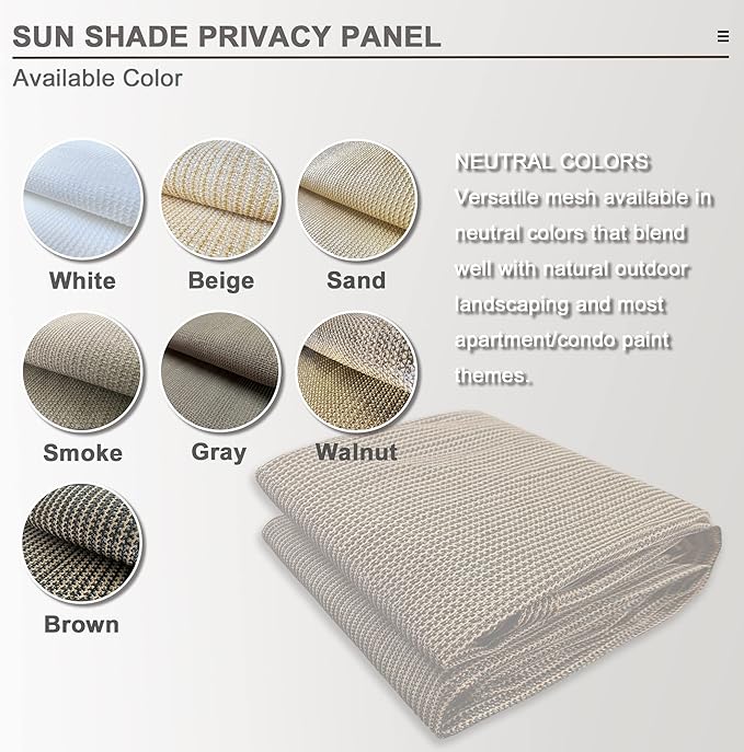 Sun Shade Privacy Panel with Grommets on 4 Sides for Patio, Awning, Window Cover, Pergola or Gazebo (Mocha Brown, 8' x 5')