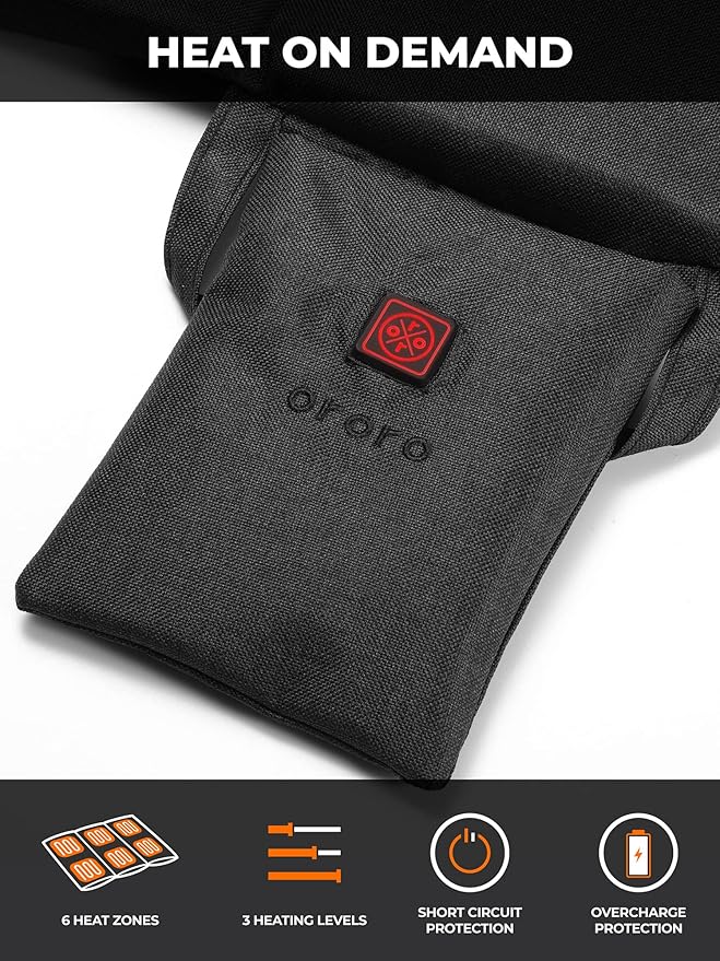 ORORO Heated Seat Cushion with Battery Pack, Foldable USB Heated Seat Cover Pads for Office Chair, Stadium, Camping