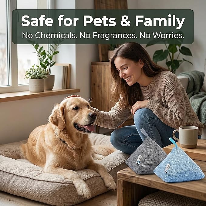 4 pack Naturally Activated Bamboo Charcoal Air Purifying Bags | Natural Home Deodorizer Bag | Charcoal Bag Odor Absorber For Pets | Odor Eliminator & Moisture Absorber Air Freshener Bag (200g Pyramid)