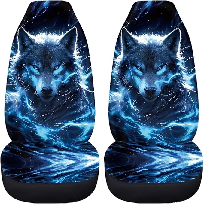 Lightning Wolf Car Seat Covers for Front Seat Breathable Car Seat Cover Protection Interior Accessories Easy to Install and Clean Universal for Cars SUV