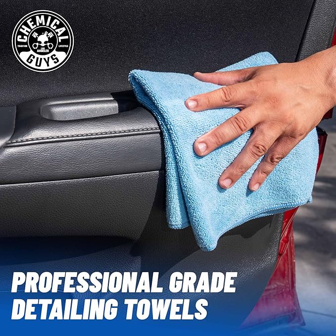 Chemical Guys Workhorse Professional Microfiber Towels, Blue - 6 Pack Ultra-Soft Blend Detailing Towels for Wax, Glaze, Interior, Glass & All-Purpose Cleaning 16" x 16"