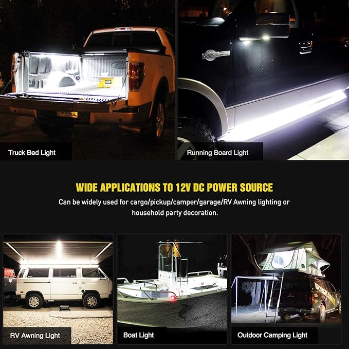 Nilight - TR-05 2PCS 60 Inch 180 LEDs Bed Strip Kit with Waterproof on/Off Switch Blade Fuse 2-Way Splitter Extension Cable for Cargo, Pickup Truck, SUV, RV, Boat , 2 Years Warranty