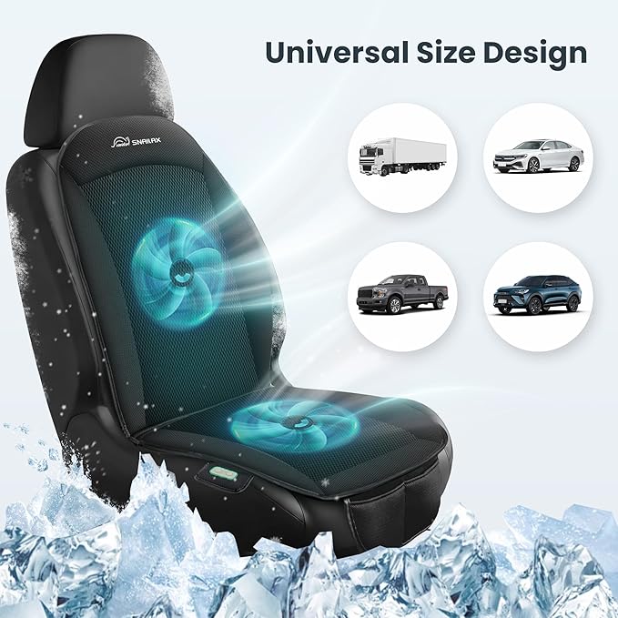 Snailax Car Seat Cooling Pad, Car Seat Cooler, Ventilated AC Seat Covers for Cars, Universal Fit Cool Car Seat, USB Cable Included