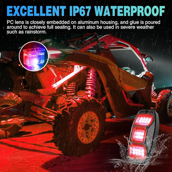 Nilight RGBW LED Rock Lights Kit, 6 Pods 22LED Wide Angle Remote & Bluetooth App Dual Control with Music Modes Multicolor Underglow Neon Wheel Well Light Fit for ATV UTV SUV Offroad Truck RZR Boat
