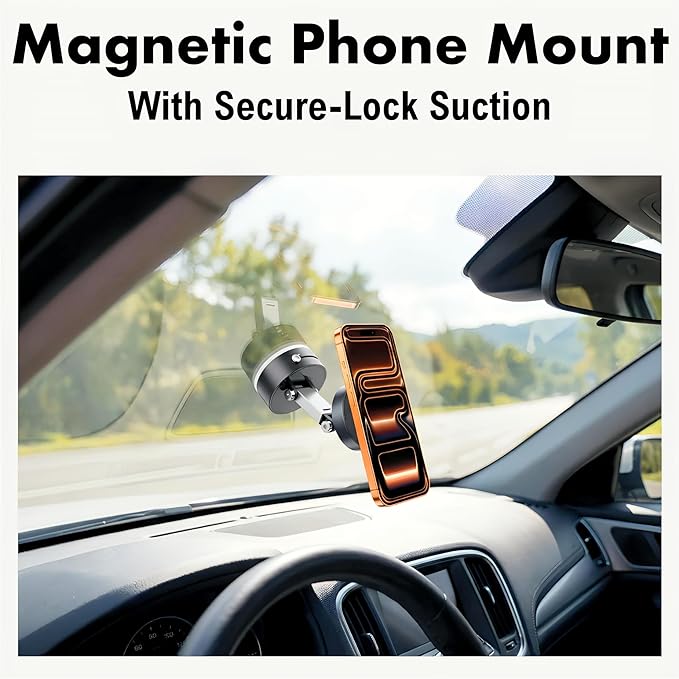 It's Just Smart IJS Magnetic Phone Mount with Ultra Power Locking Suction Cup for Car, Desk & Mirror, Magsafe Compatible, for iPhone 17, 16, 15, 14, Samsung & Pixel