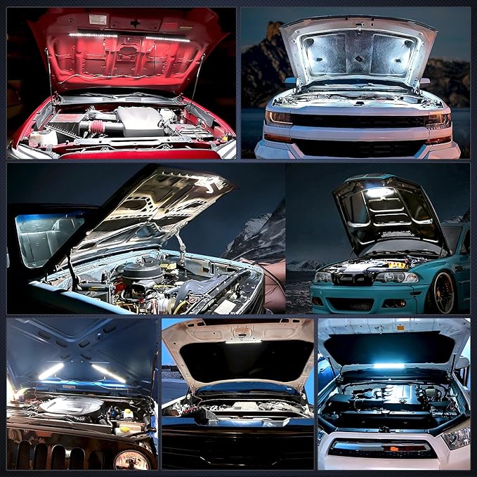 Nilight Under Hood Light Strip 21 LED Waterproof Underhood Work Lights with On/Off Switch Blade Fuse Engine Bay Repair Lamp White 12V for Car Truck SUV
