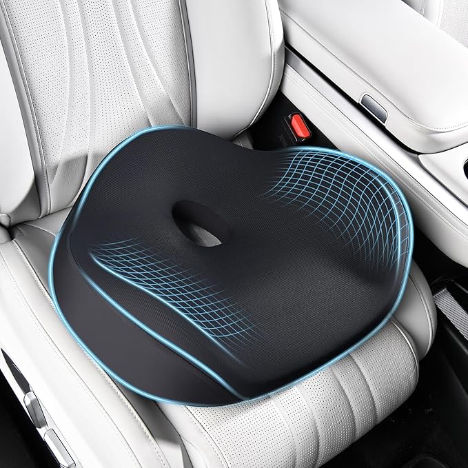FLORICH Memory Foam Seat Cushion for Car & Office, Extra Large Driver Seat Pad with Lumbar Support, Ergonomic Comfort for Long Driving, Desk Chair, Wheelchair, Truck
