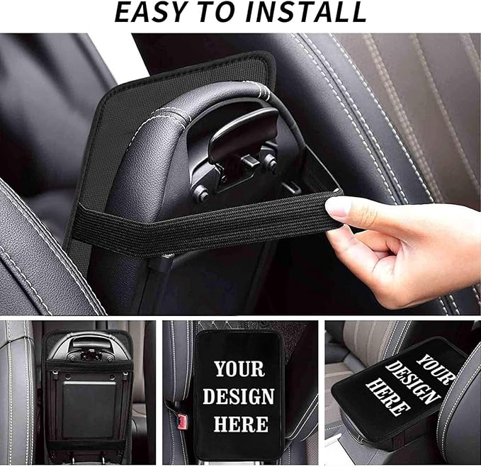 Custom Car Armrest Cushion Add Your Text Image Photo Logo Custom Personalise Auto Center Console Armrest Pad Cushion Universal Deco Pad Center Console Cover for Car Seat Handrail Box