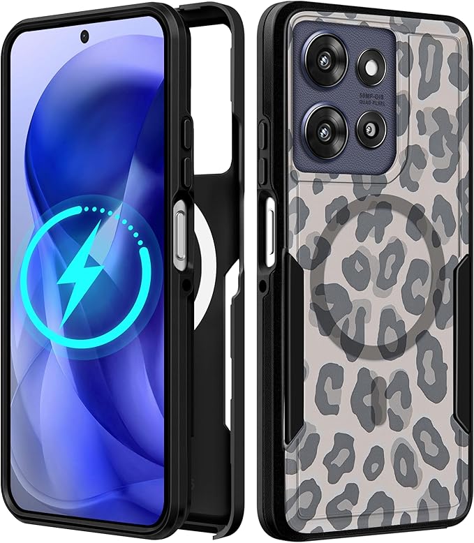 LISEVOfor Moto G Power 2025 Case - for Motorola Moto G Play 2025 Case Compatible with MagSafe Women Cute Girls Magnetic Protective Phone Cover Cool Fun Unique Leopard Heavy Duty Shockproof