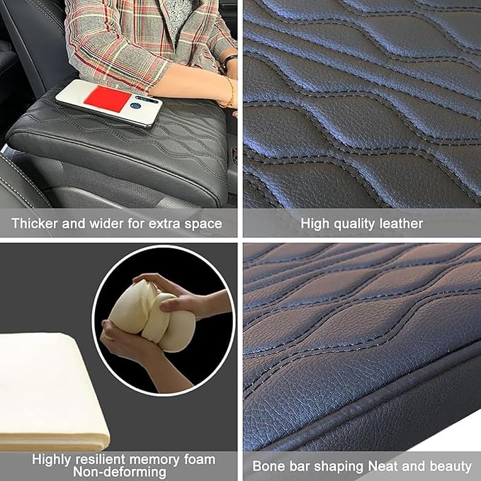 Car Center Console Cover for Ford Edge Sport 2011-2014, Universal Memory Foam Leather Comfortable Soft Armrest Box Pad Cushion Protector Accessories Easy to Clean,Red