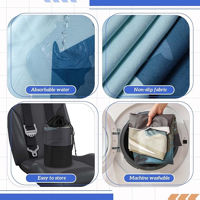 2 Pack Car Seat Towel Covers with Storage Bag 63 x 32 Inch Athletic Running Towel Seat Sweat Washable Non Slip Cover Gift for Car Outdoor Sport Activities (Grizzly Guide)