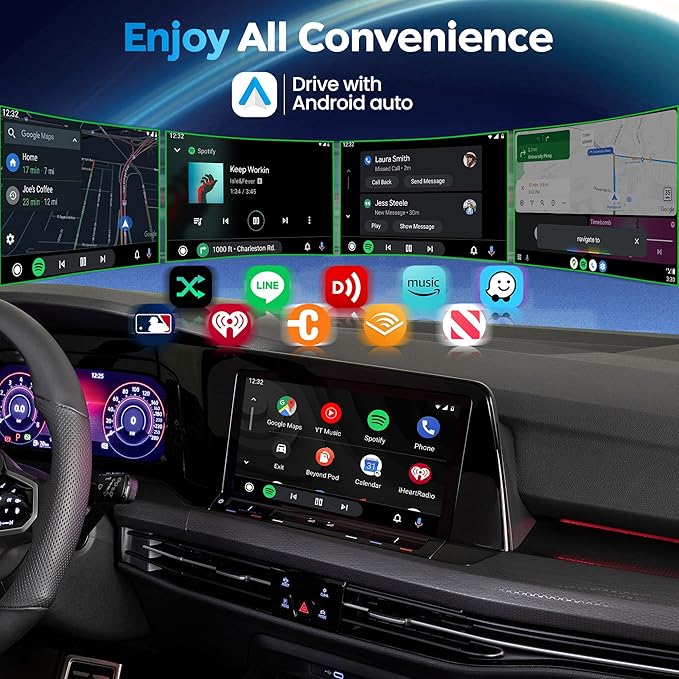 MMB Wireless Android Auto Adapter, 5.8GHZ WiFi, 5.3 Bluetooth, 3-5s Auto Connect, USB-C/USB-A/,Stable Control & No Delay, Compatible with Android 10+ Supports Car Original Control