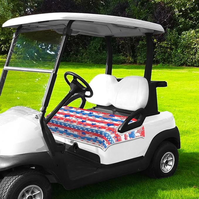 YOKYHOM American Flag Golf Cart Seat Covers for 2/4-Seater, Patriotic USA Seat Towel Blanket Keeps Seats Cool & Clean for Summer, Microfiber Fits EZGO, Club Car, Yamaha, 51"x31"
