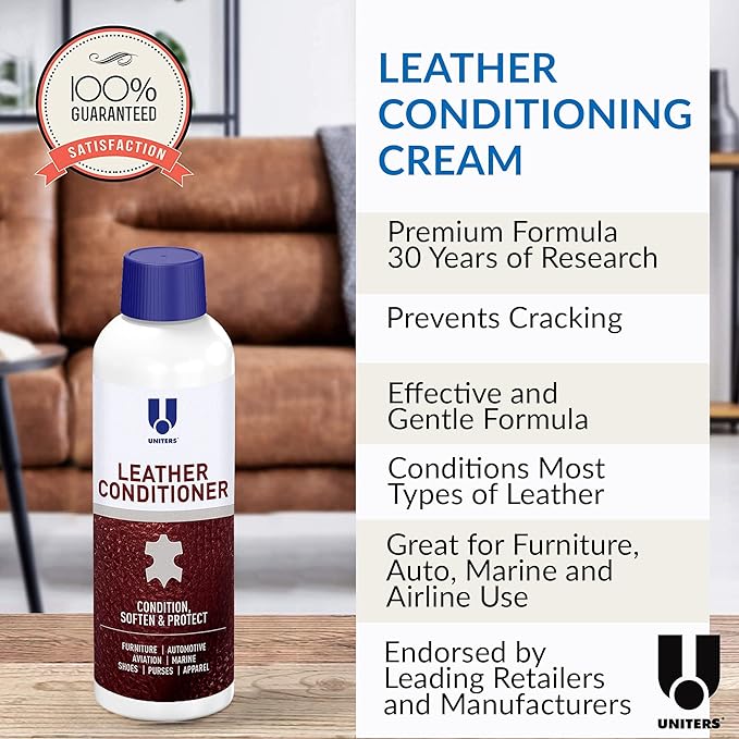 UNITERS Leather Conditioner Cream Protector – Leather Conditioner for Car Seats, Motorcycles, Furniture, Holsters, Saddle, Handbags, Apparel, Boots and Shoes - Interior Care Products 500ml 16.9 oz