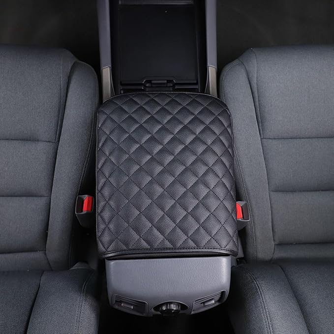 Center Console Cover Pad for Honda Pilot 2003 2004 2005 2006 2007 2008 Accessories Arm Rest Box Lid Cover Pad Armrest Seat Box Cover Car Armrest Pillow Cushion Mat Protector Leather (Black)