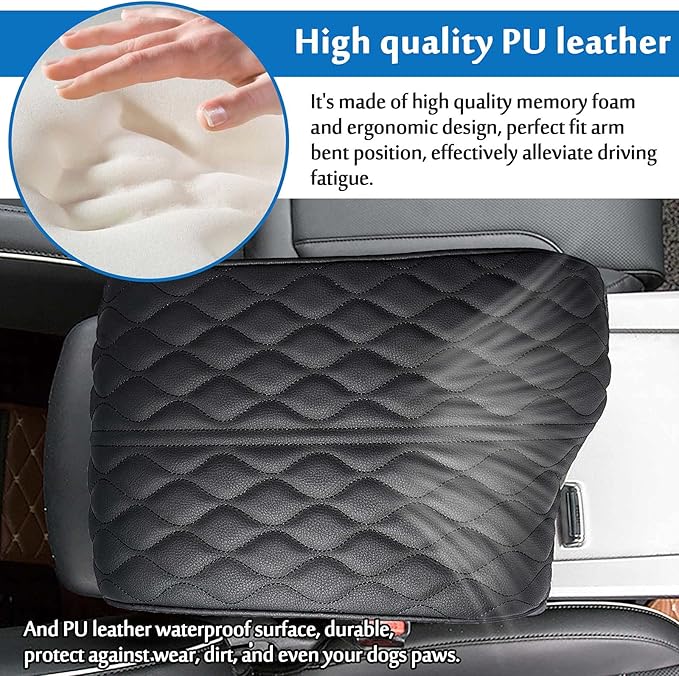 Autorder Center Console Cover for Hyundai Palisade 2020 2021 2022 2023 2024 2025 2026 Accessories Armrest Cover Anti-Scratch Middle Console Pad Leather Armrest Cushion Protector Black