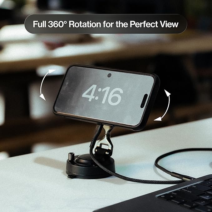 Statik HyperMount Pro Phone Mount, Magnetic Phone Holder, 15W Wireless Charging, MagSafe Car Mount, Works on Smooth & Lightly Textured Surfaces, iPhone and Android Compatible, Charging Cable Included