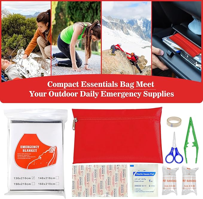 Car Emergency Roadside Kit,Vehicles Truck Road Side Safety Tool Kit with Air Compressor,Women Men Auto Winter Essentials Assistance Survival Kit with Jumper Cables First Aid Kit Blanket Shovel