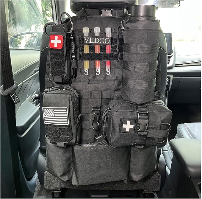 Upgrade 1000D Molle Seat Back Organizer with Pouches, Tactical Molle Vehicle Panel Car Seat Cover Protector Seat Back Organizers