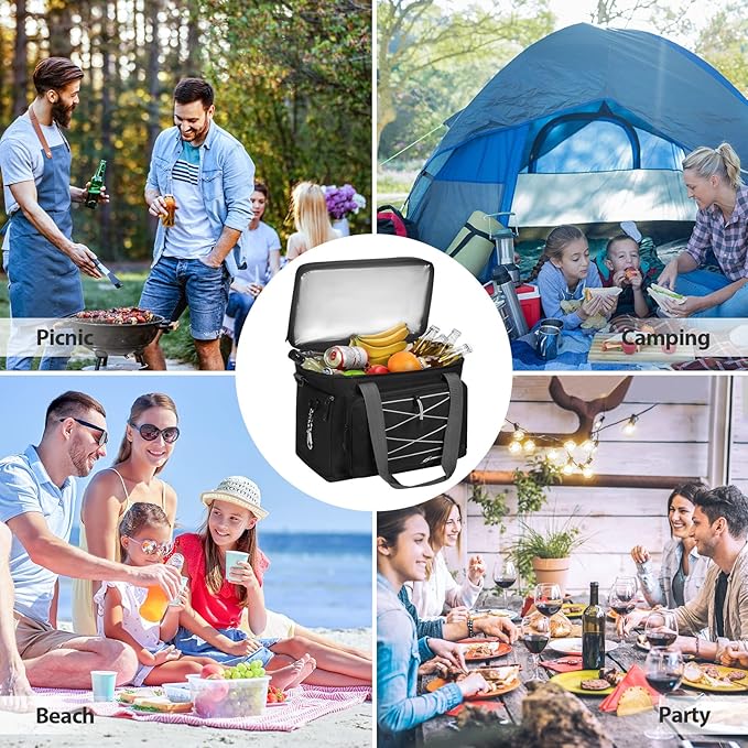 Maelstrom Portable Collapsible Soft Cooler Bag – 24/30/60 Cans Double-Deck Leakproof Ice Chest for Beach, Camping & Grocery