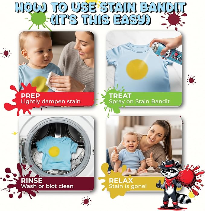 Stain Remover Spray | Non-Toxic Stain Remover Family Safe Formula | Bag-On-Valve 360° Continuous Spray Bottle | Cleaner for Clothes, Upholstery, Carpet & Car Seats 4.2 Oz, (Pack of 1)
