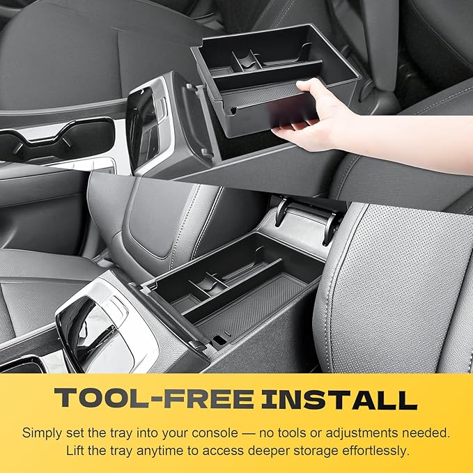 Center Console Organizer Tray Compatible with 2025 2026 Hyundai Tucson SEL/SE/XRT/SEL Convenience Accessories – Custom Fit 2025-2026 Tucson Armrest Storage Box (NOT for Hybrid/Plug-in Hybrid/Limited)