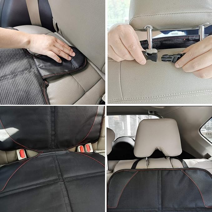 MORROLS Car Seat Protector for Child, Baby, Pets -1 Pack car seat Cover with Thick Padding- Waterproof Universal Size with Mesh Pockets (Black)
