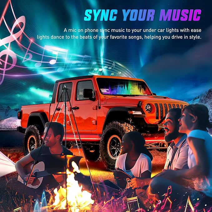 Nilight 4Pcs Aluminum Underglow Neon Accent Strip Lights 396 LEDs RGB Door Assist Multi Color DIY Sound Active Function Music Mode with APP and Remote Control Underbody Light Strips for Car Truck RV