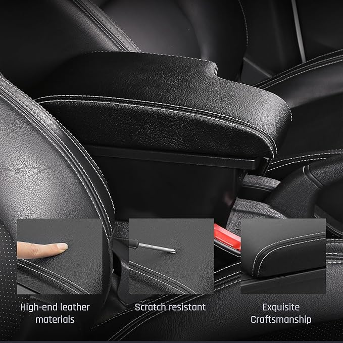 YJYWZH Car Armrest Storage Box for Toyota Hilux Center Storage Box Organizer Interior Hand Centre Consoles with 3 USB Port Arm Rest Double-Layer Accessories