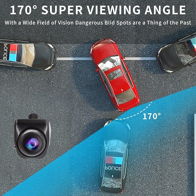 B-Qtech Car Backup Camera Monitor System Rear View Reverse Camera Waterproof Night Vision DIY Guide Lines LCD 1080P Display for Cars Truck Off-Road SUV Van Jeep UTV