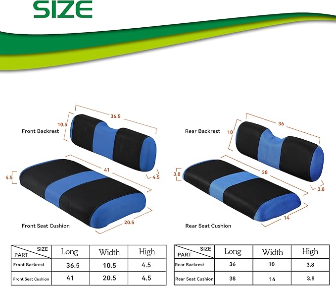 4 Passenger Golf Cart Seat Covers Fit for EZGO TXT OEM Ordinary Seat Cushion, EZGO TXT Front and Back seat Cover, Washable Golf Cart Seat Covers for EZGO