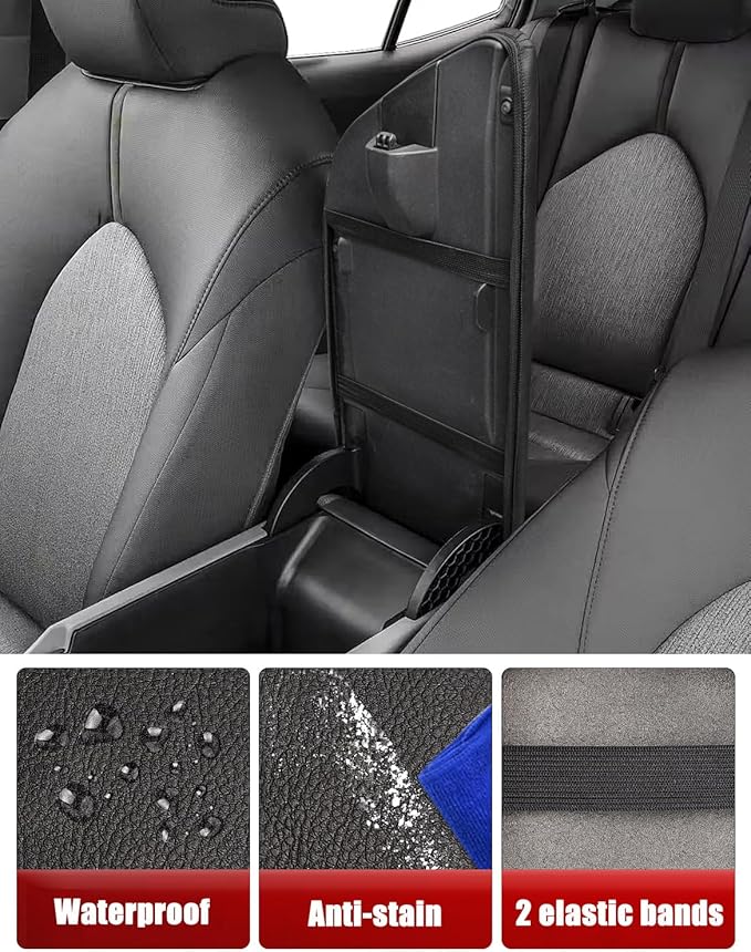 KBH Center Console Armrest Cover for Toyota Camry 2018 2019 2020 2021 2022 2023 2024, Middle Console Arm Rest Lid Covering, Vinyl Leather, Anti-Scratch, Black