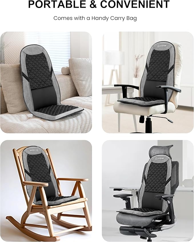 COMFIER Back Massager with Heat, Massage Seat Cushion for Chair with 10 Vibration Motors, Adjustable Lumbar Support,Chair Massager for Office,Recliner,Gifts for Men,Women