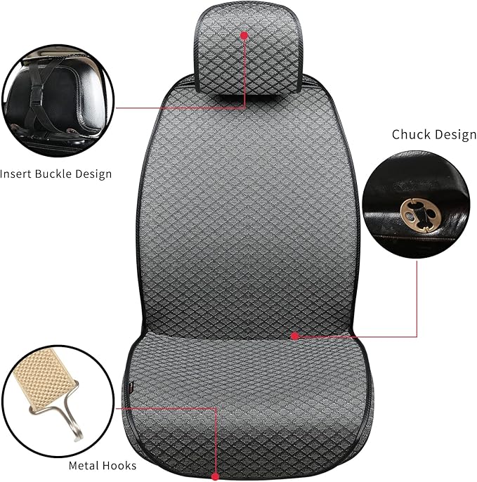 Luxury Full Coverage Car Seat Covers, Premium Breathable 3D Diamond Pattern Fabric, All-Season Automotive Interior Seat Protectors, Universal Fit for Sedan SUV Truck (2 Fronts Gray)