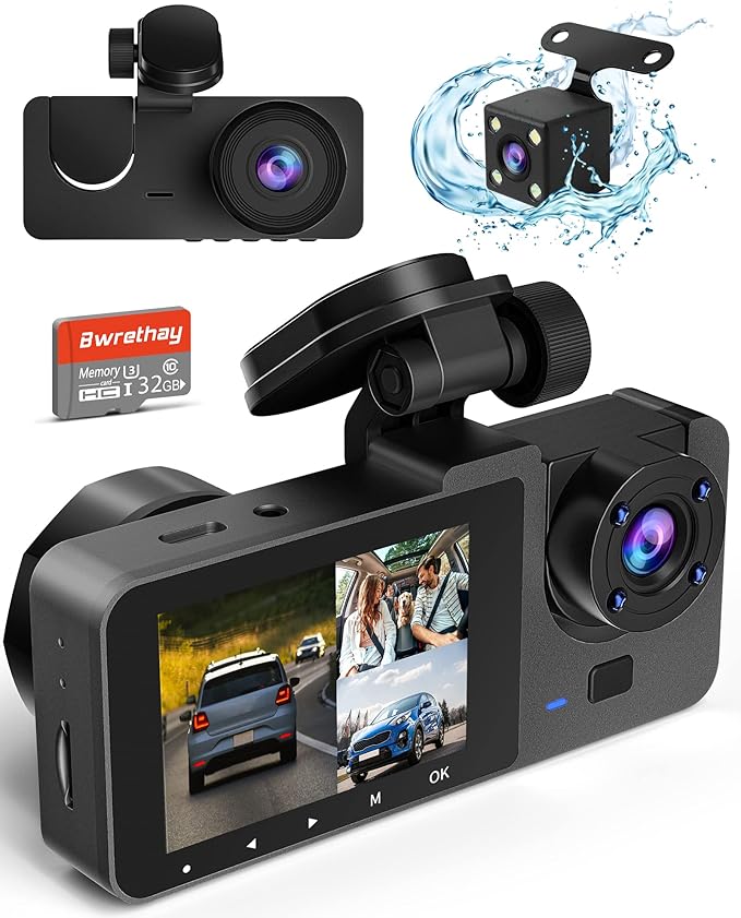 Dash Cam Front Rear,4K/2.5K Full HD Dash Camera for Cars,Dash Cam with Free 32GB SD Card,Built-in Super Night Vision,170°Wide Angle,WDR, Loop Recording,24H Parking Mode.