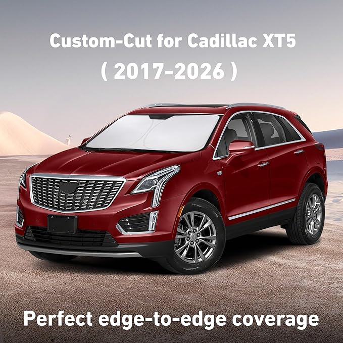EcoNour Windshield Sunshade Compatible for Cadillac XT5 2017-2023 2024 2025, Sun Visor for Front Windshield & Window Sun Shade Cover, UV Heat Blocker & Protector, Car Accessories